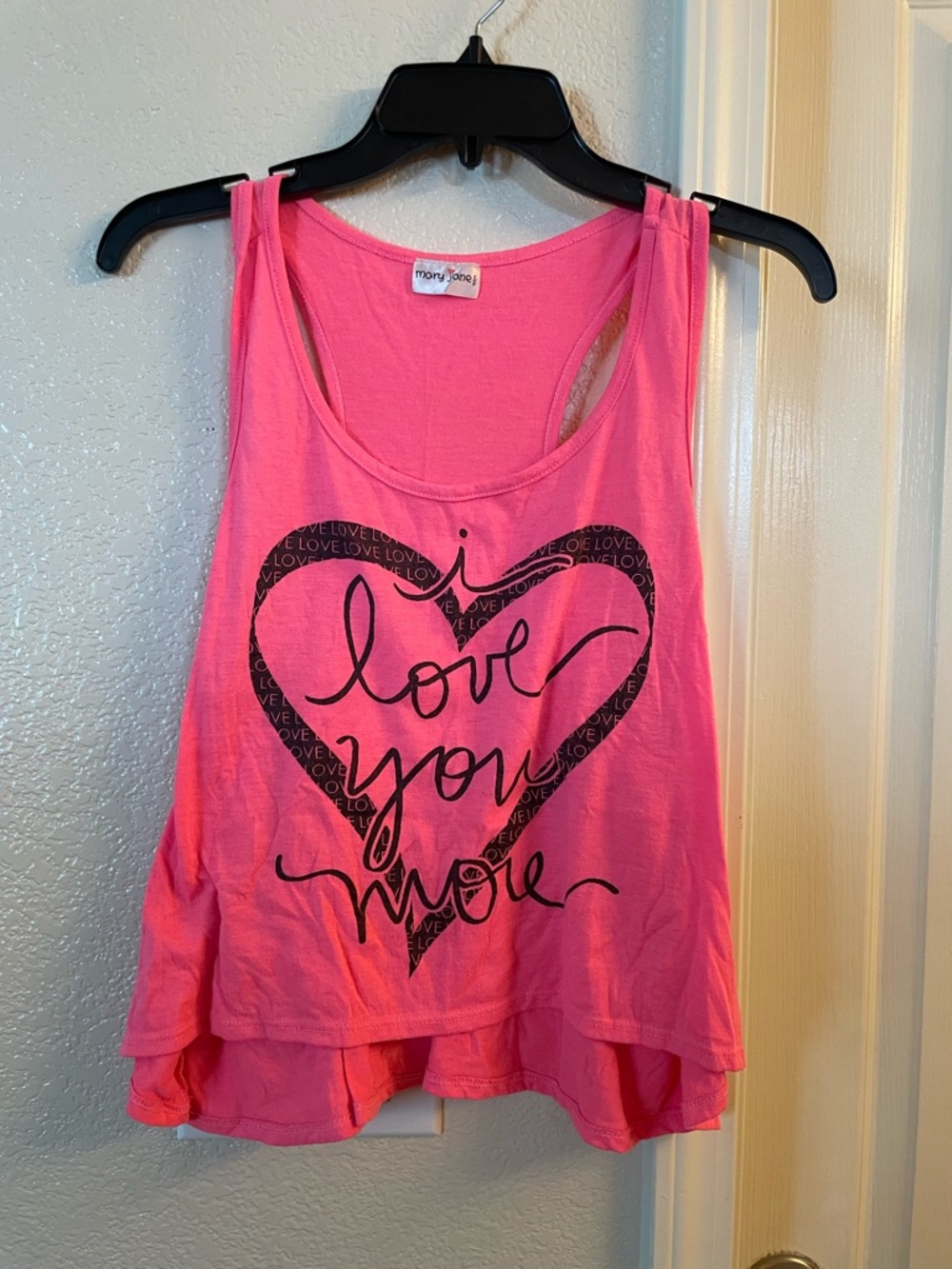 Y2k Bright Pink Graphic Tank Top with Heart Script